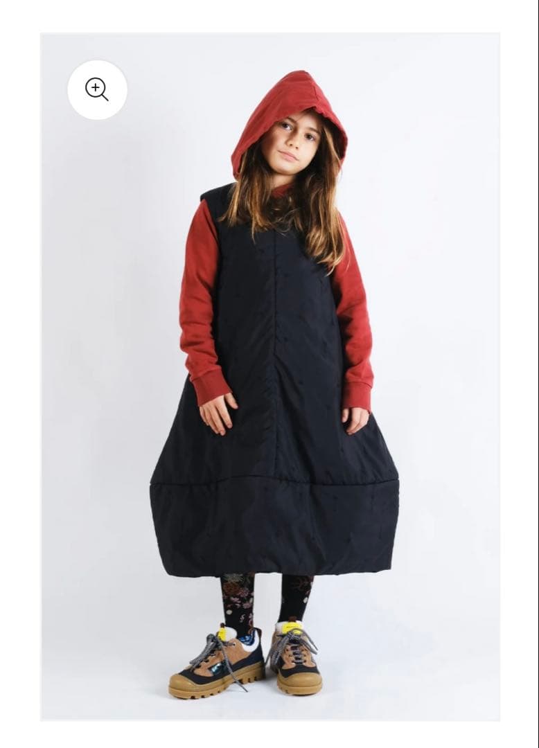 ウルフアンドリタ 中綿入 ワンピース 14y 花柄 刺繍 黒 150 160