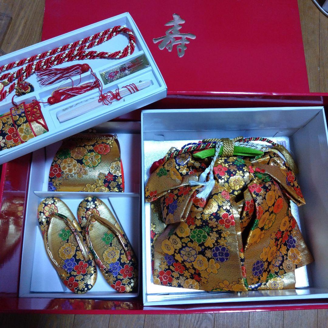美品★大寸七歳★金と花★帯草履バックはこせこ