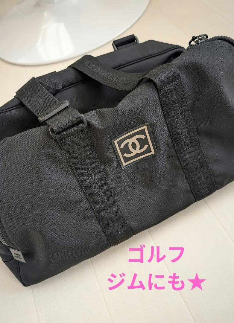 CHANEL ブラック ボストンバッグ　ゴルフ、ジムにも