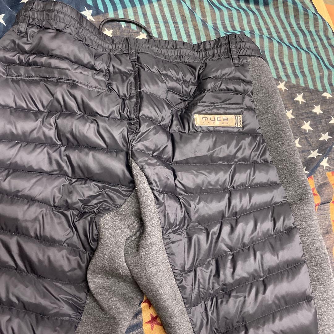 muta メンズダウンパンツ グレーとブラック　L