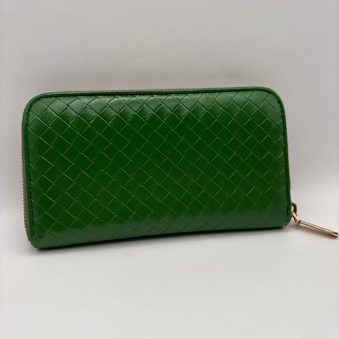 ①◆正規品◆ボッティガヴェネタイントレチャート ラウンドファスナー長財布