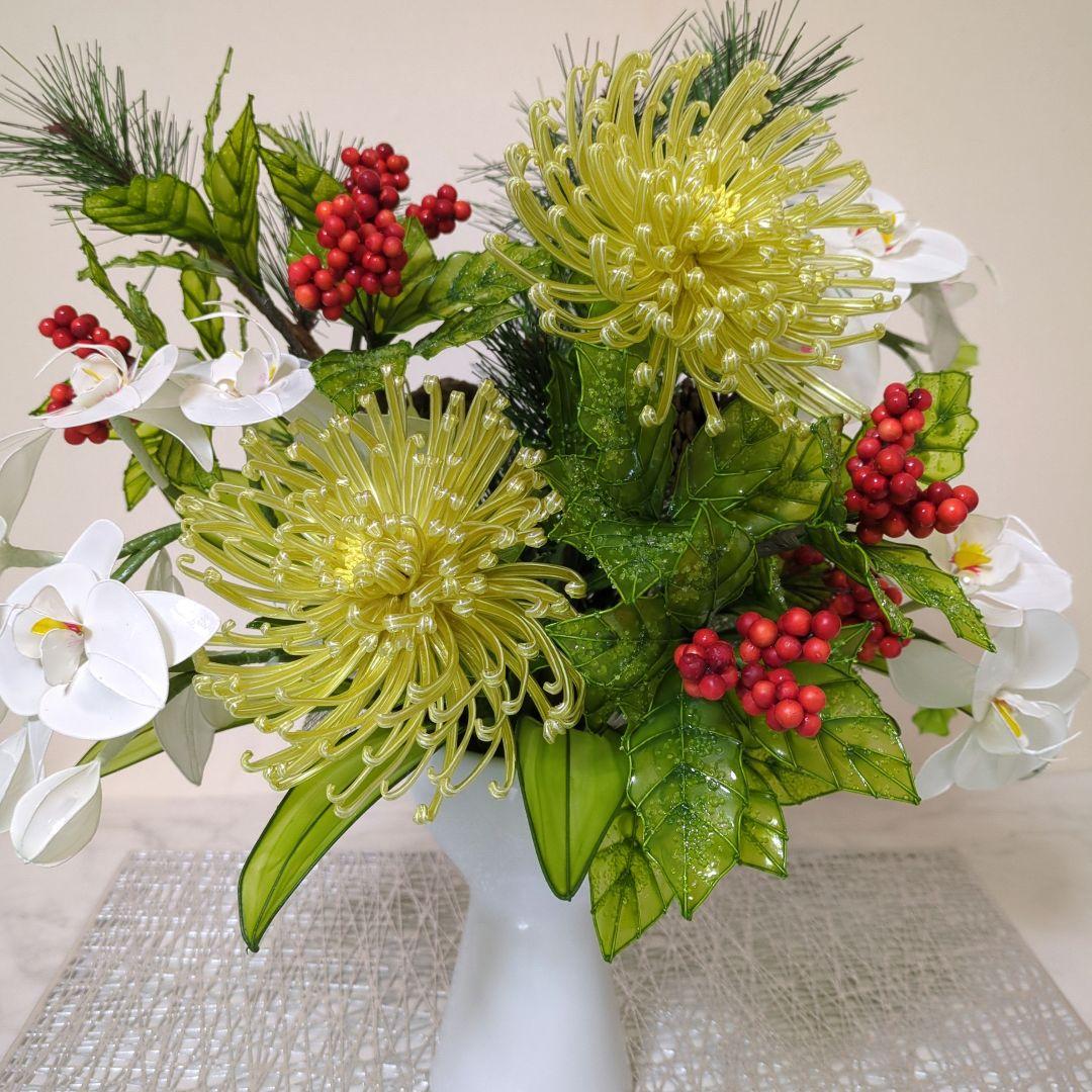 アメリカンフラワー　ディップフラワー　菊アレンジメント