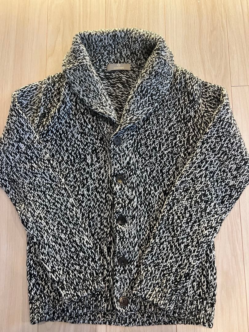★美品 人気イタリア製 【クルチアーニウールショールカラー ニットカーディガン】