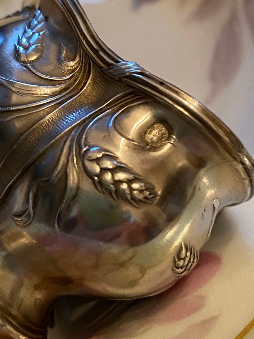 【フランス／ピュイフォルカ】純銀 クリスタル／ソルトセラー１個＋スプーン１本