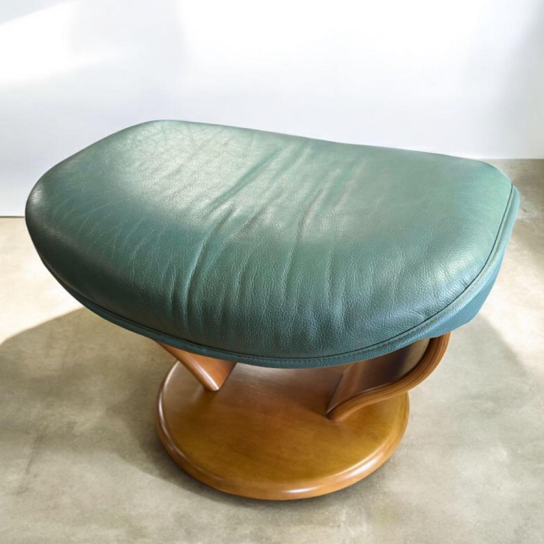 HR667 【総革】カリモク　karimoku 緑　グリーン レザー　木製