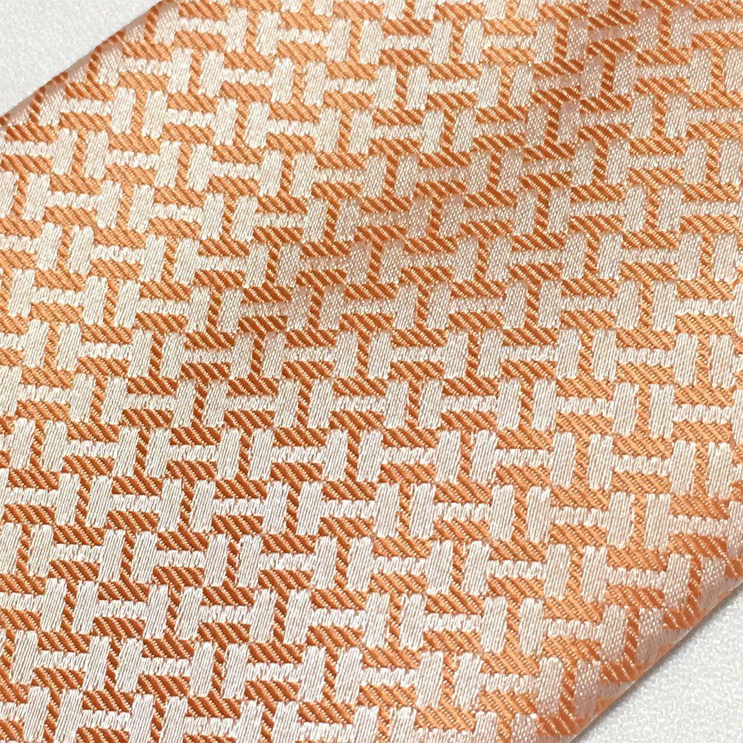 未使用級 H織りタイ ファソネH柄 エルメス HERMES ネクタイ オレンジ