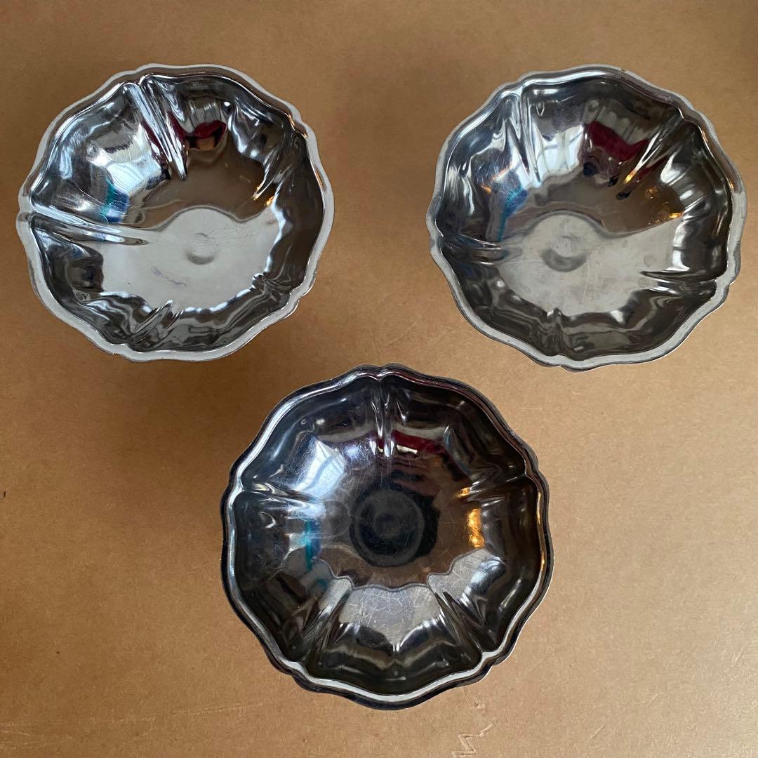 フランスアンティーク　花リム　アイスクリーム　カップ　3個