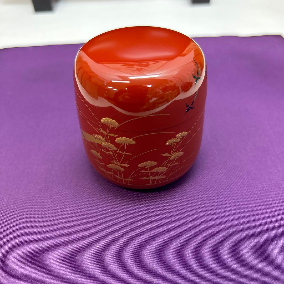 井伊宗観好み 女郎花に、鶴巻絵 下張棗