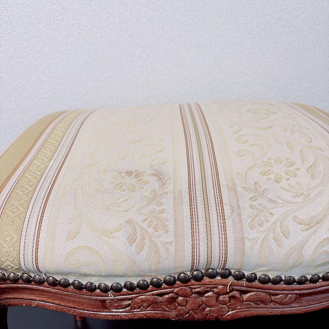 アンティーク調 猫脚スツール 彫刻 椅子 ロココ調 ローラアシュレイ風 姫家具