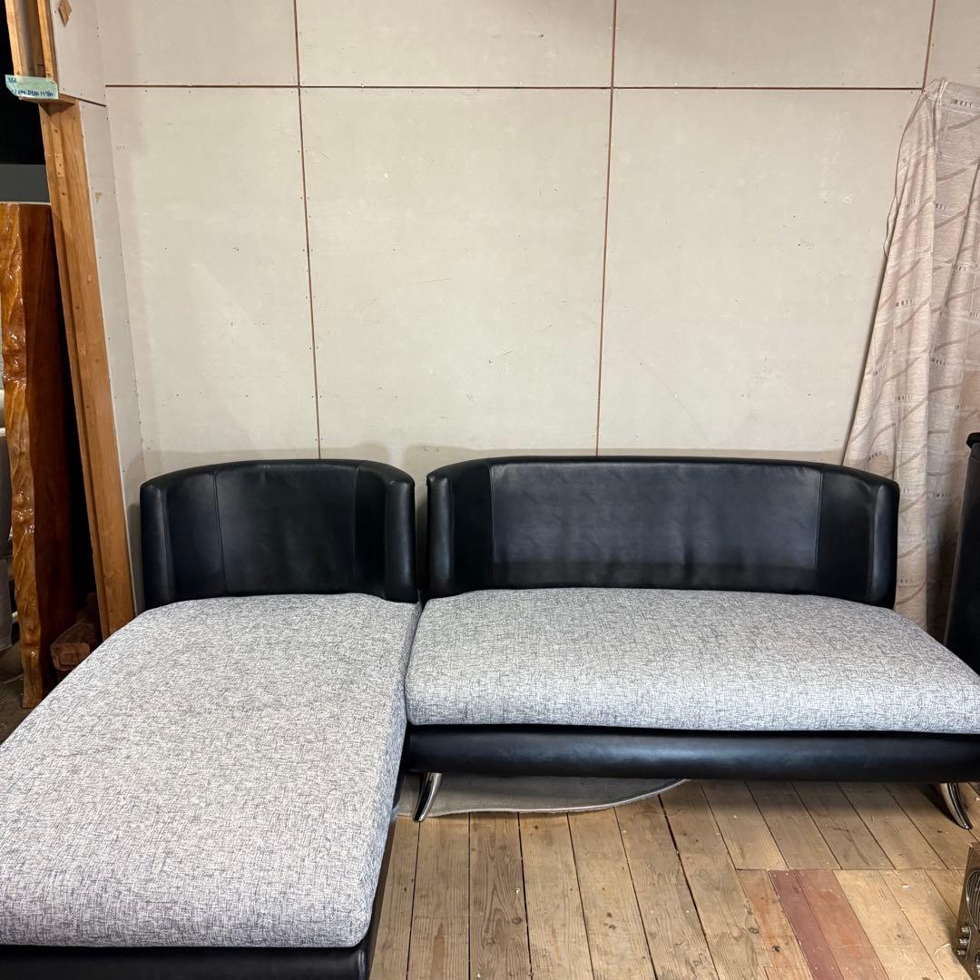 【723】アルモニア　コーナーソファ 黒とグレー