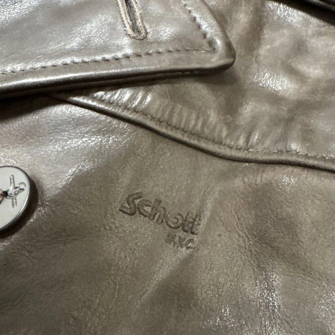 良サイズ！ショット★ブラウン　42 XL◎レザーピーコート★