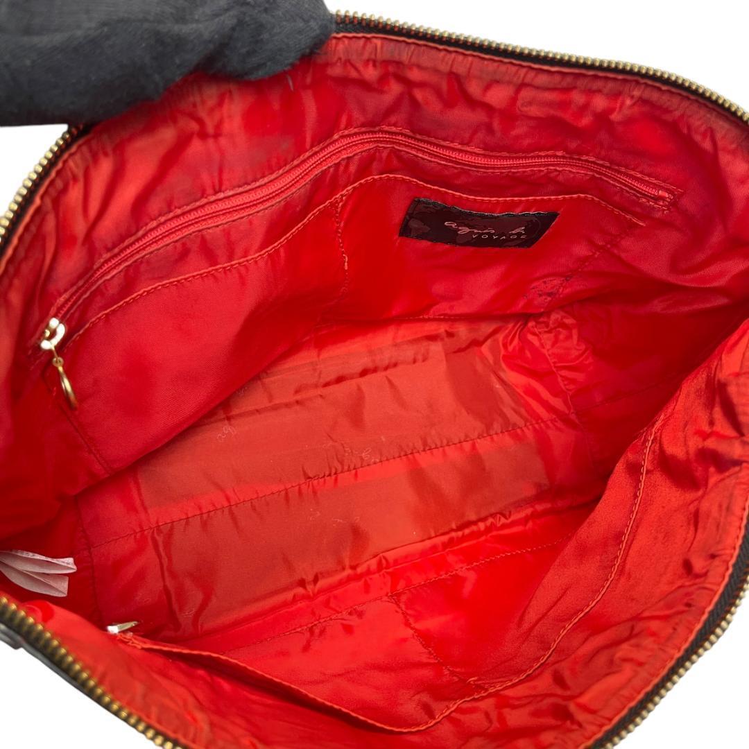 美品 agnes b 2704 トートバッグ A4可能 総柄 PVC ネームタグ