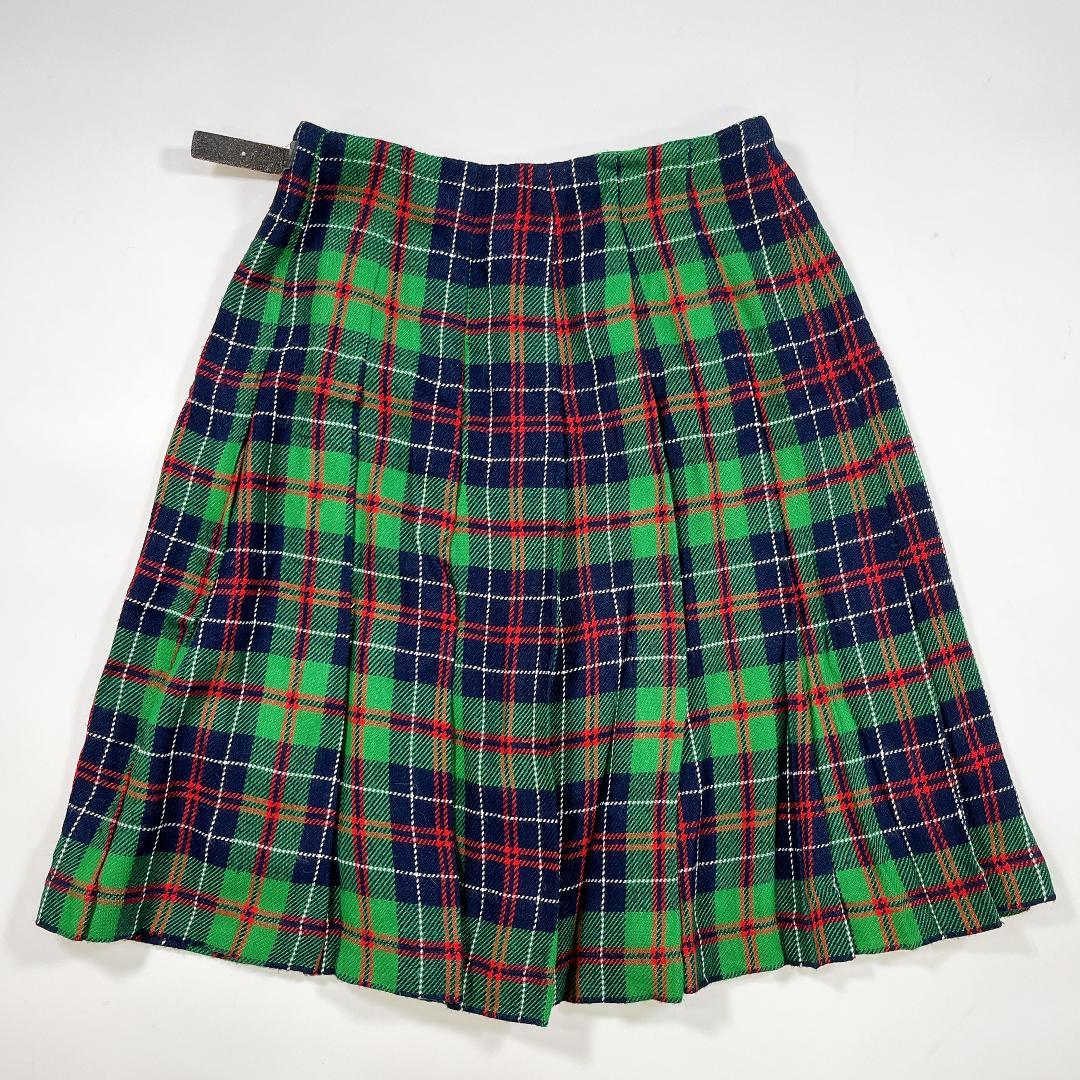 トリココムデギャルソン チェック プリーツ ラップスカート グリーン M相当