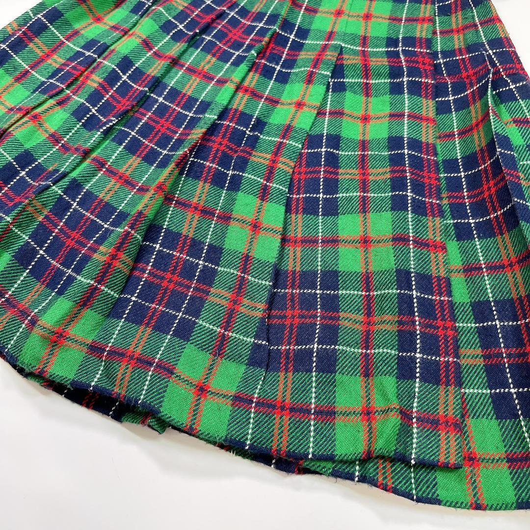 トリココムデギャルソン チェック プリーツ ラップスカート グリーン M相当