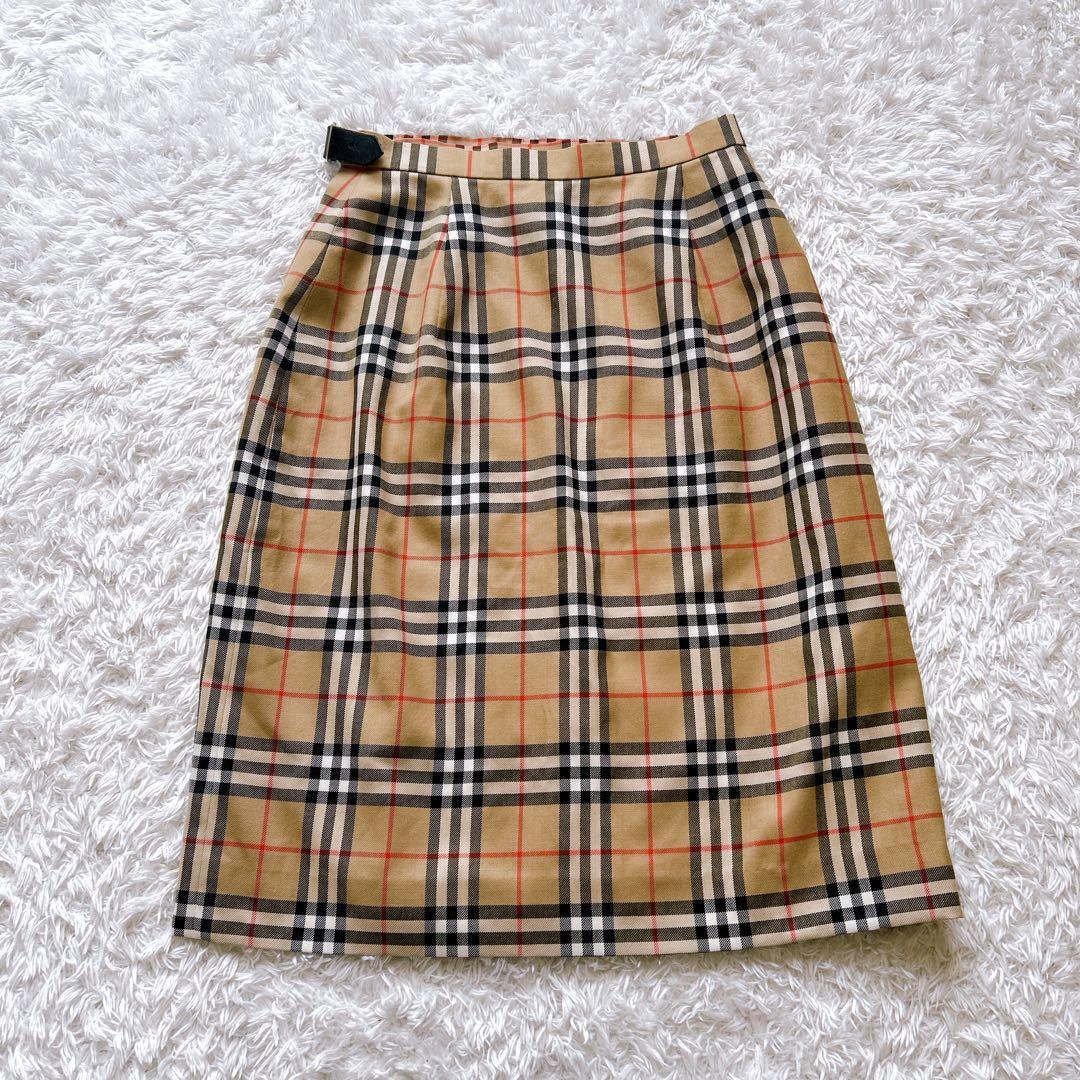 BURBERRYS ノバチェック　巻きスカート　革ベルト ラップ　40 y2k