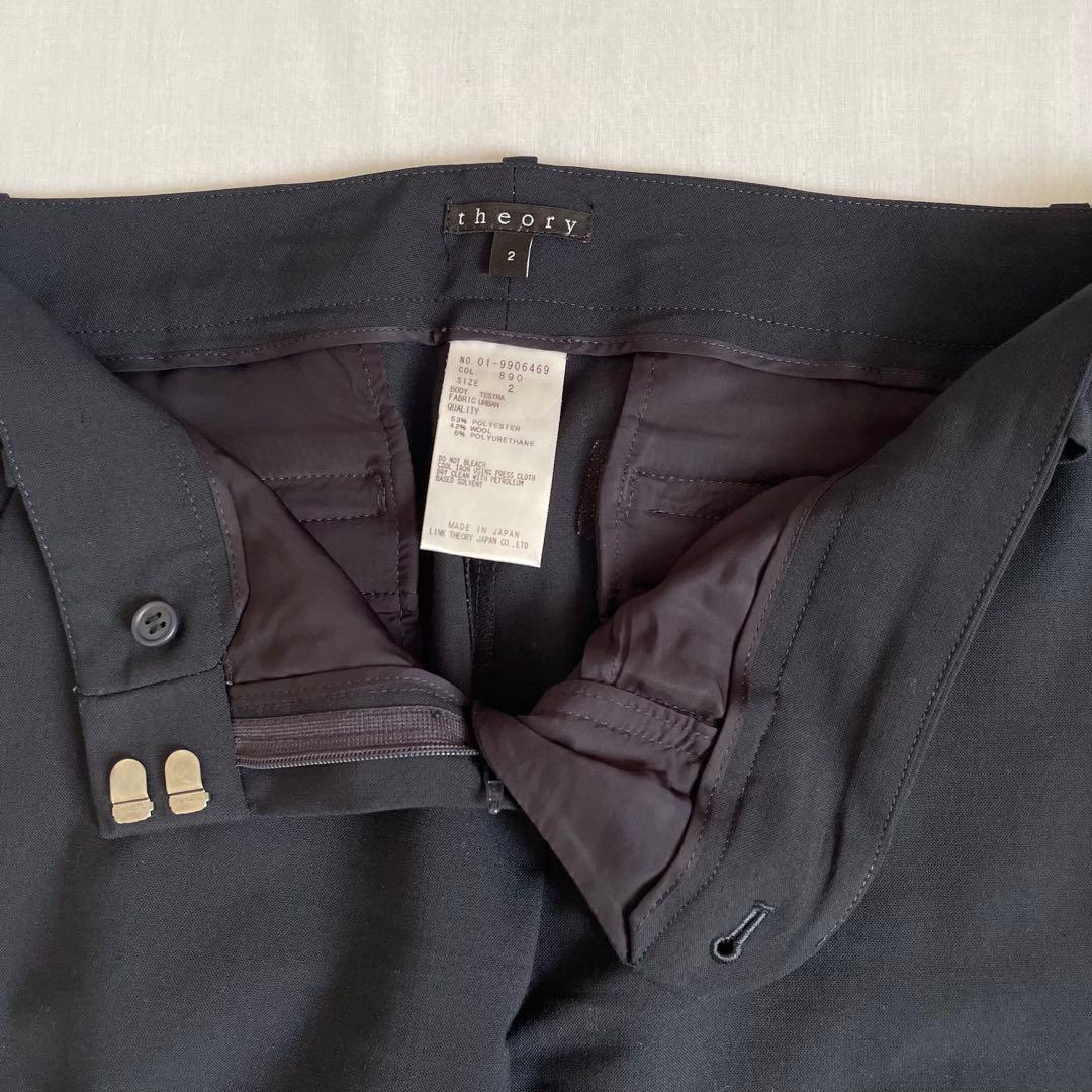 theory セオリー ノーカラー　パンツスーツ　ネイビー