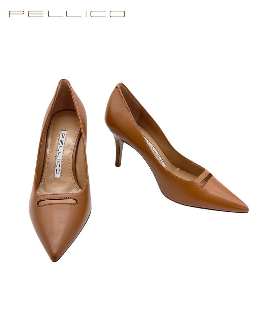 【新品】PELLICO レザーポインテッドトゥヒールパンプス 34