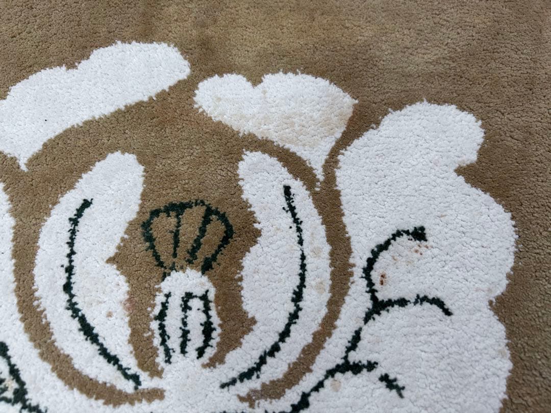 鍋島緞通 新鍋島 吉島敷物 座布団 牡丹B-1 金茶地　-350-