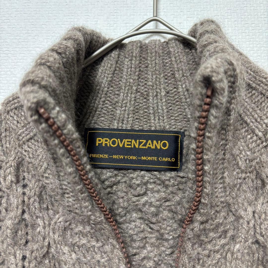 高級ヤク100% PROVENZANO ケーブルニットカーディガン ブルゾン S