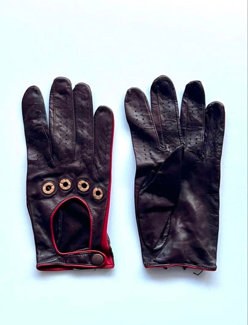 dunhill レザー手袋 ブラウン/レッド