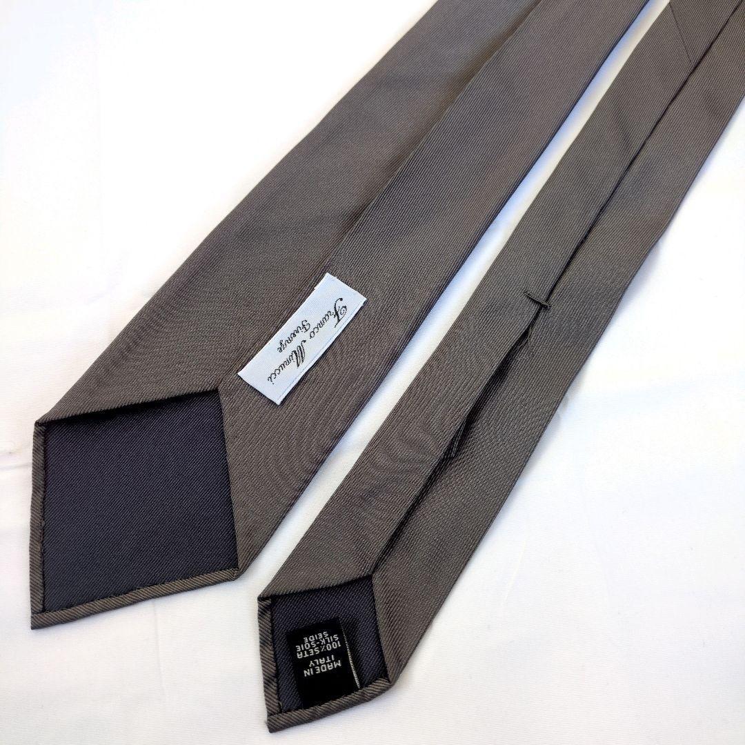 【イタリア製】フランコミヌッチ ネクタイ グレー 無地 ソリッド セッテピエゲ