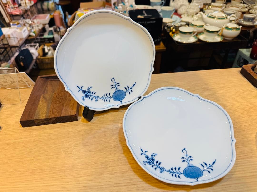 B8045【マイセン】ブルーオニオン スタイル ケーキ皿 2枚