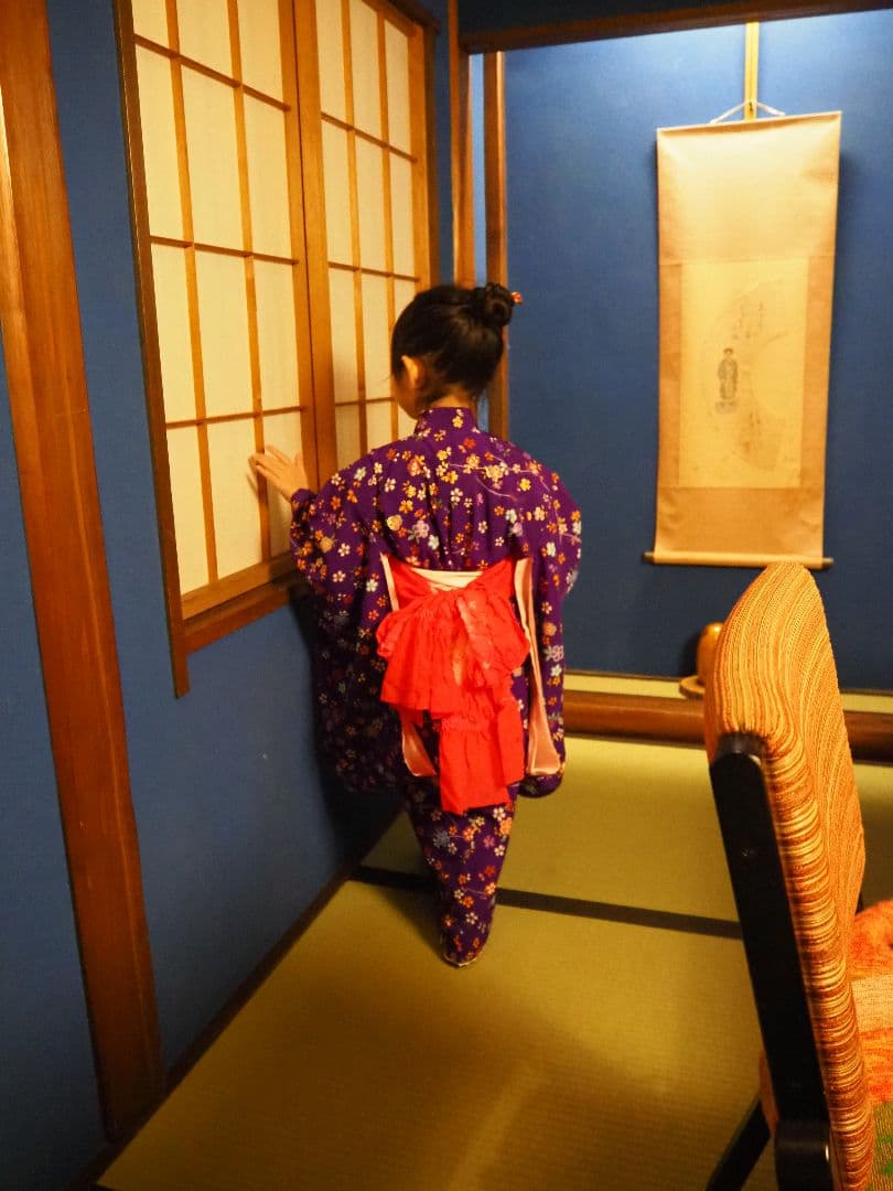 （着画あり）3歳七五三用5点セット 紫色 花柄 着物