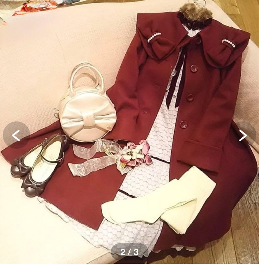 Leur getter リボンコート　赤　Aラインロングコート