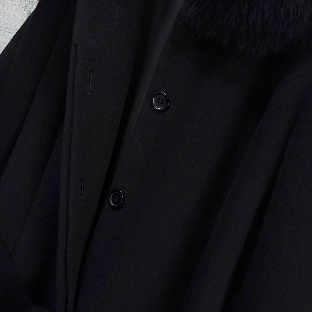 ☆美品☆ アナイ　アンゴラロングコート　ブルーフォックスファー襟　ベルト付き