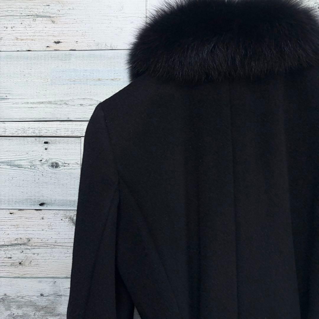 ☆美品☆ アナイ　アンゴラロングコート　ブルーフォックスファー襟　ベルト付き