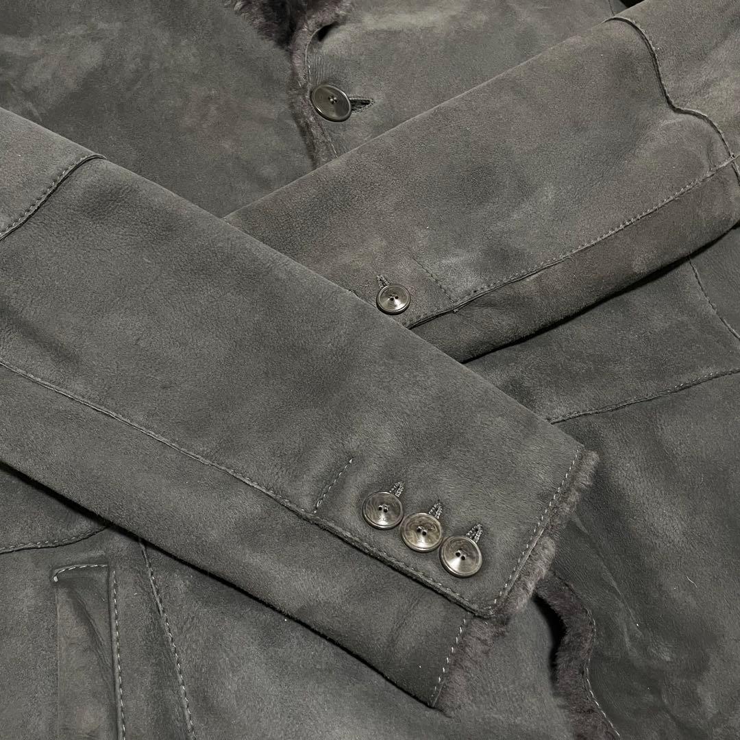 ETRO エトロ ムートン コート ペイズリー裏地 48 羊革 牛革