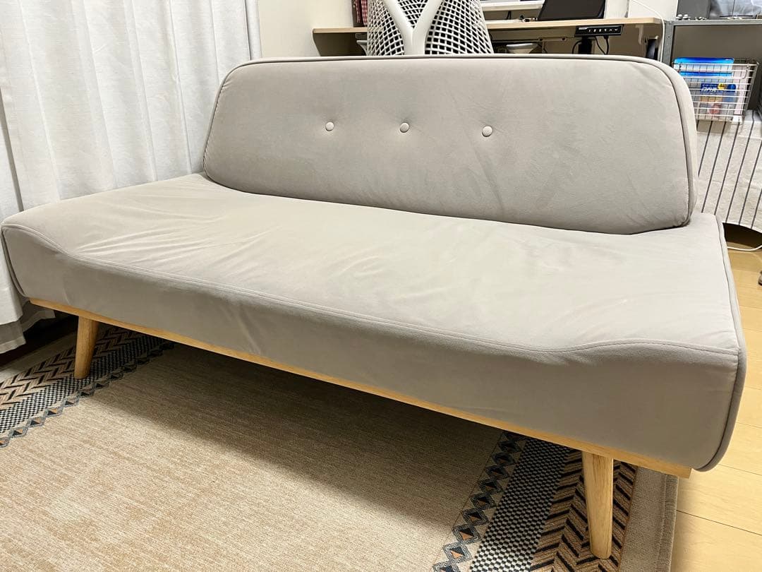 フラットシート 2人掛けソファ グレー