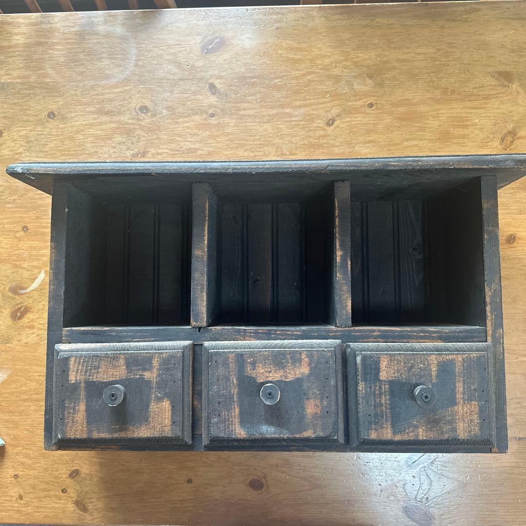 コーハウス購入 木製シェルフダークブラウン 収納付 アンファン アンティーク調