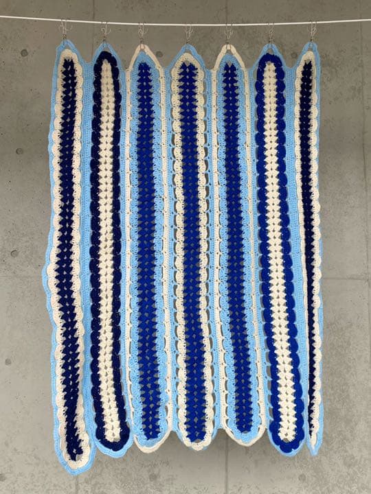 古着 ビンテージ 70s 夏 海 グラニー ブランケット 大判 キャンプ ラグ