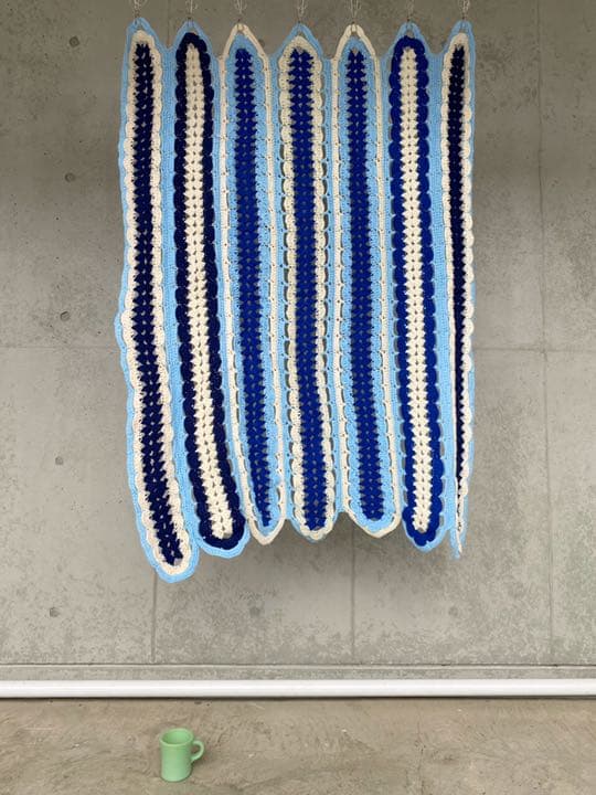 古着 ビンテージ 70s 夏 海 グラニー ブランケット 大判 キャンプ ラグ