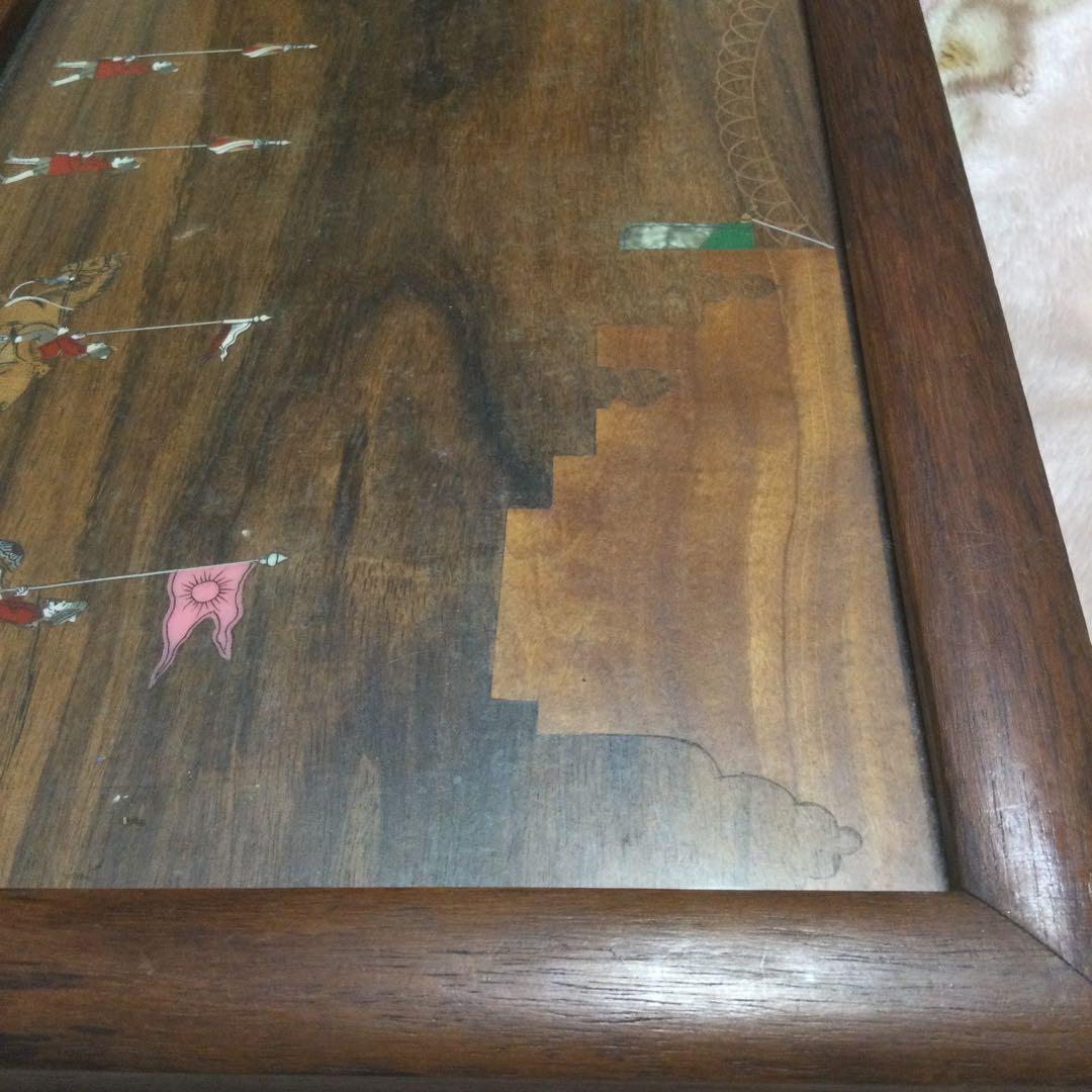 紫檀、唐木、インド製、大名行列のパネル