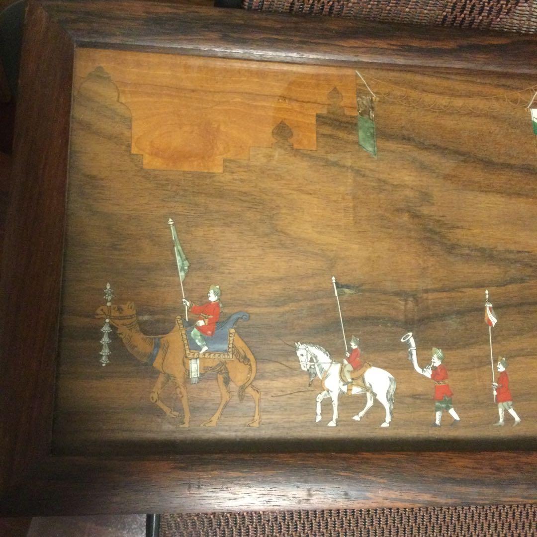 紫檀、唐木、インド製、大名行列のパネル