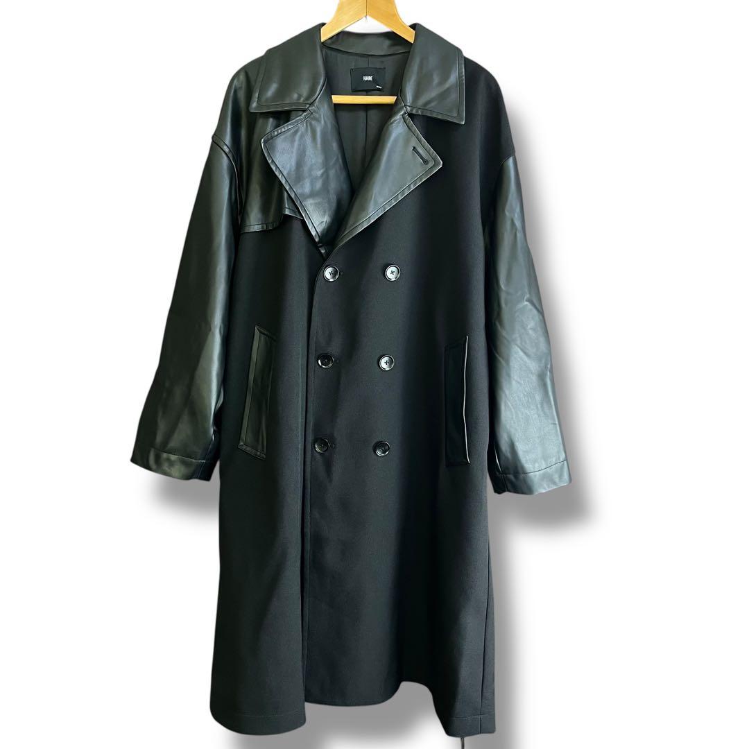 HARE ハレ レザー切り替え トレンチコート ブラック S 美品