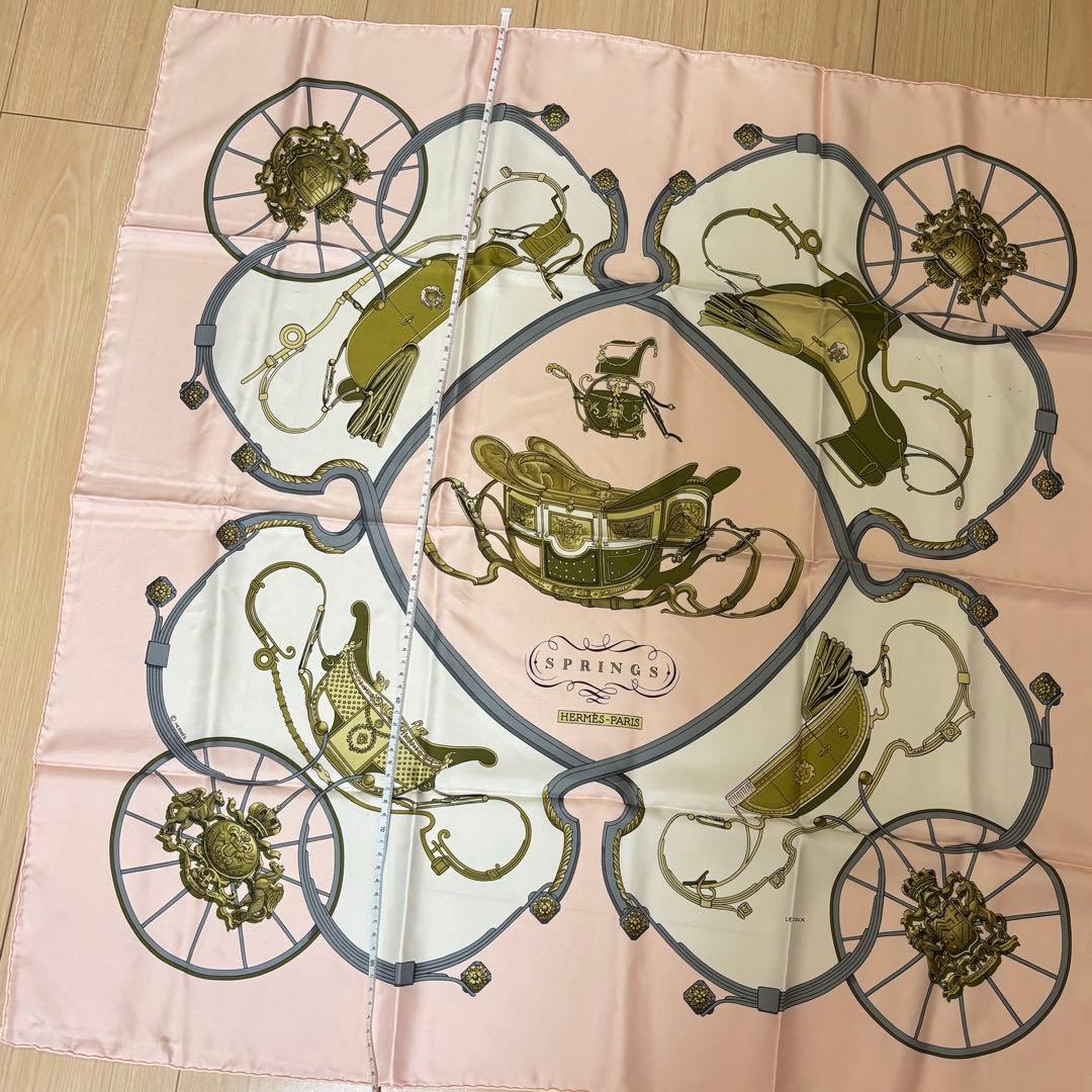 エルメス HERMES スカーフ バンダナ 馬車 絹 シルク ピンク