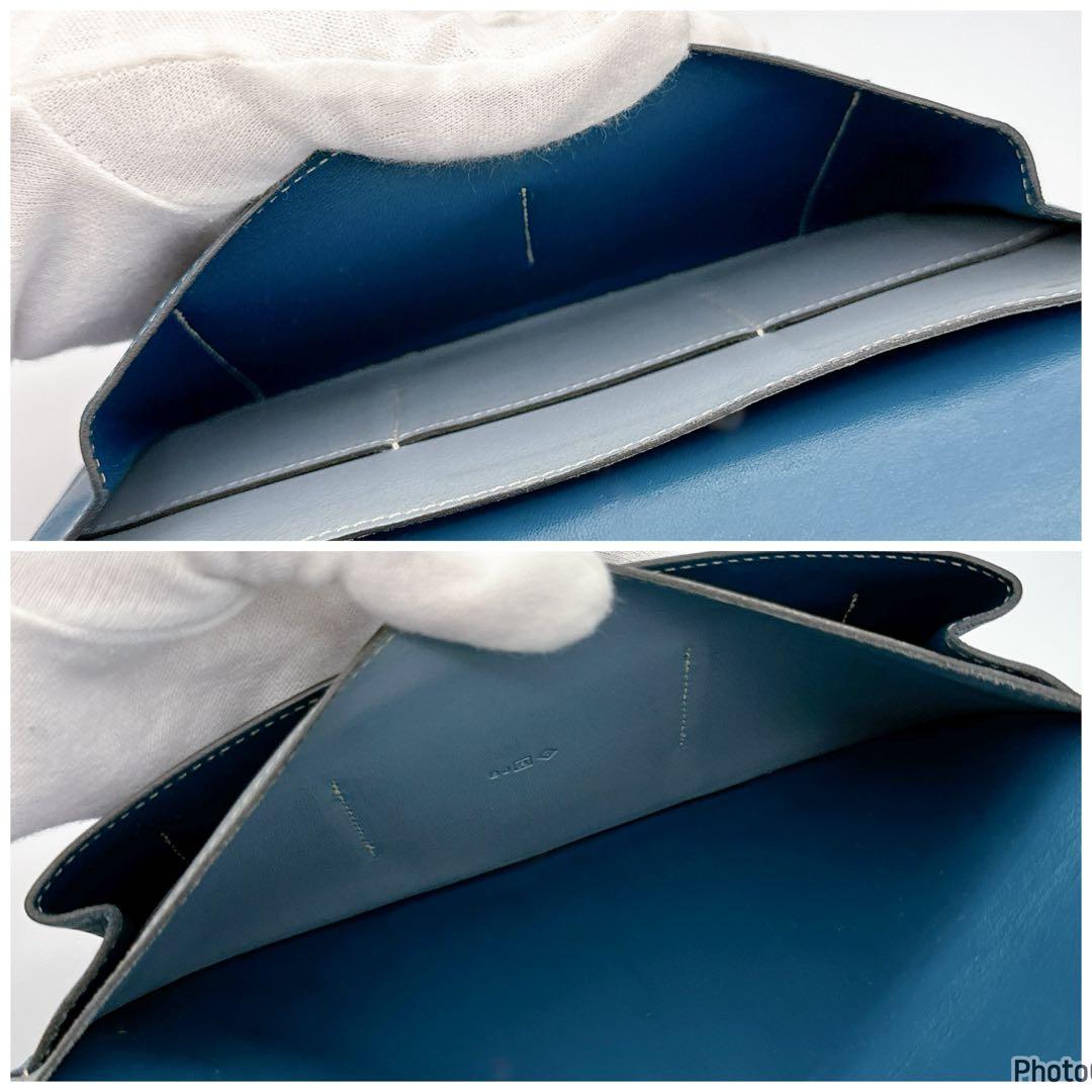 くま　エルメス✨ドゴン　GM デュオ✨ブルー　バイカラー✨二つ折り長財布