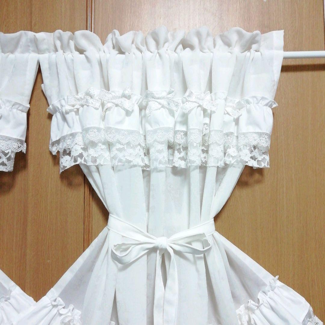 ふー様オーダー作品♡完成報告♥幸せのカフェカーテン☆上下ダブルフリル♥デラックス
