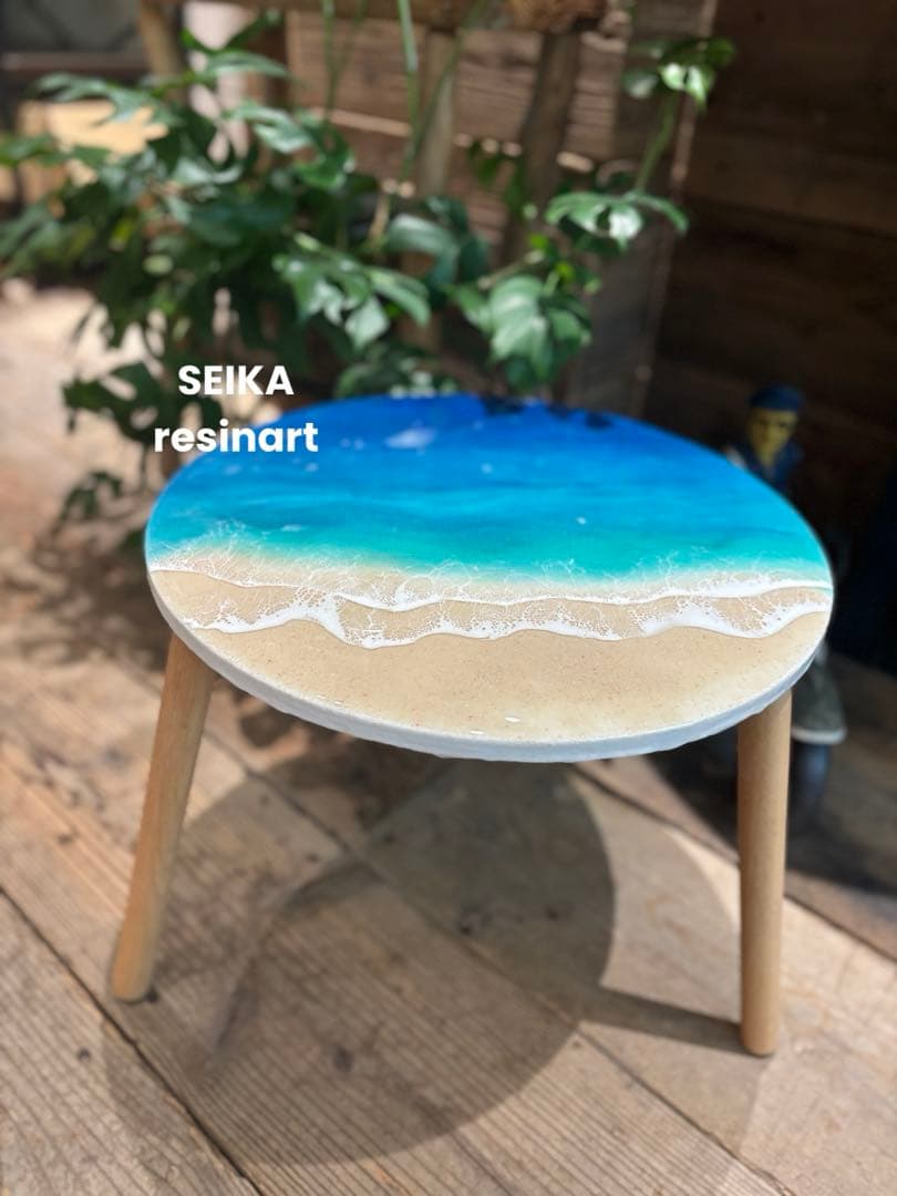 レジンアート　ミニラック　サイドテーブル　ミニラック　海レジン　ミニテーブル