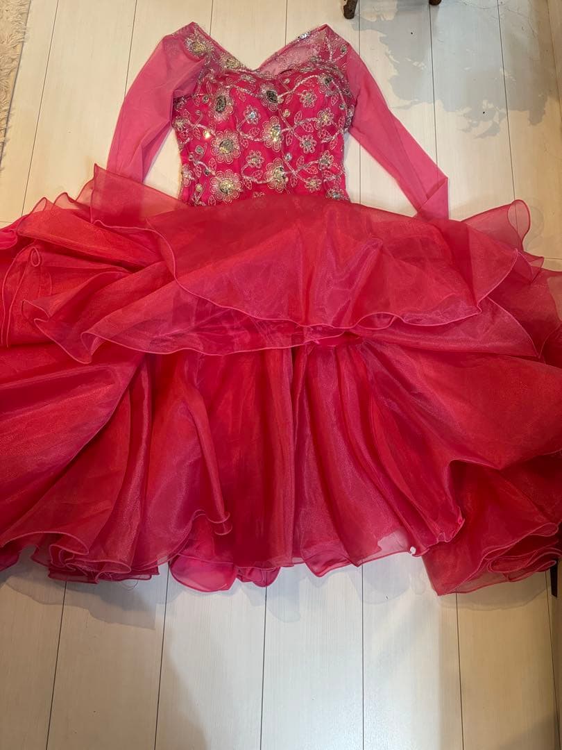 ダンスドレスピンク フラワー刺繍 prima boutique 【表示サイズL】