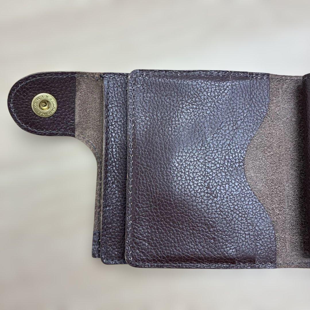 美品　イルビゾンテ　折り財布　オールレザー　ロゴ刻印　ダークブラウン