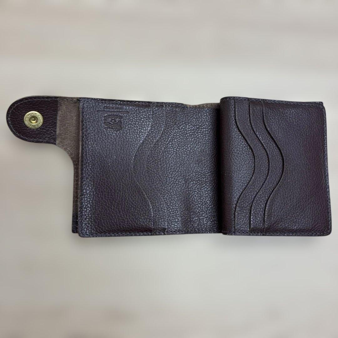美品　イルビゾンテ　折り財布　オールレザー　ロゴ刻印　ダークブラウン