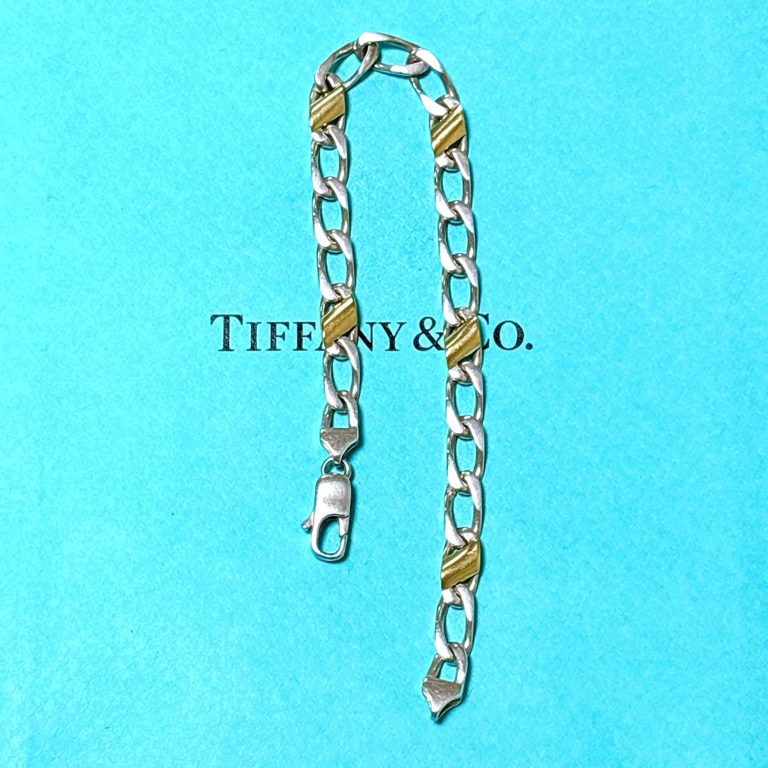 【美品】19.2cm ティファニー フィガロチェーン ブレスレット925/750