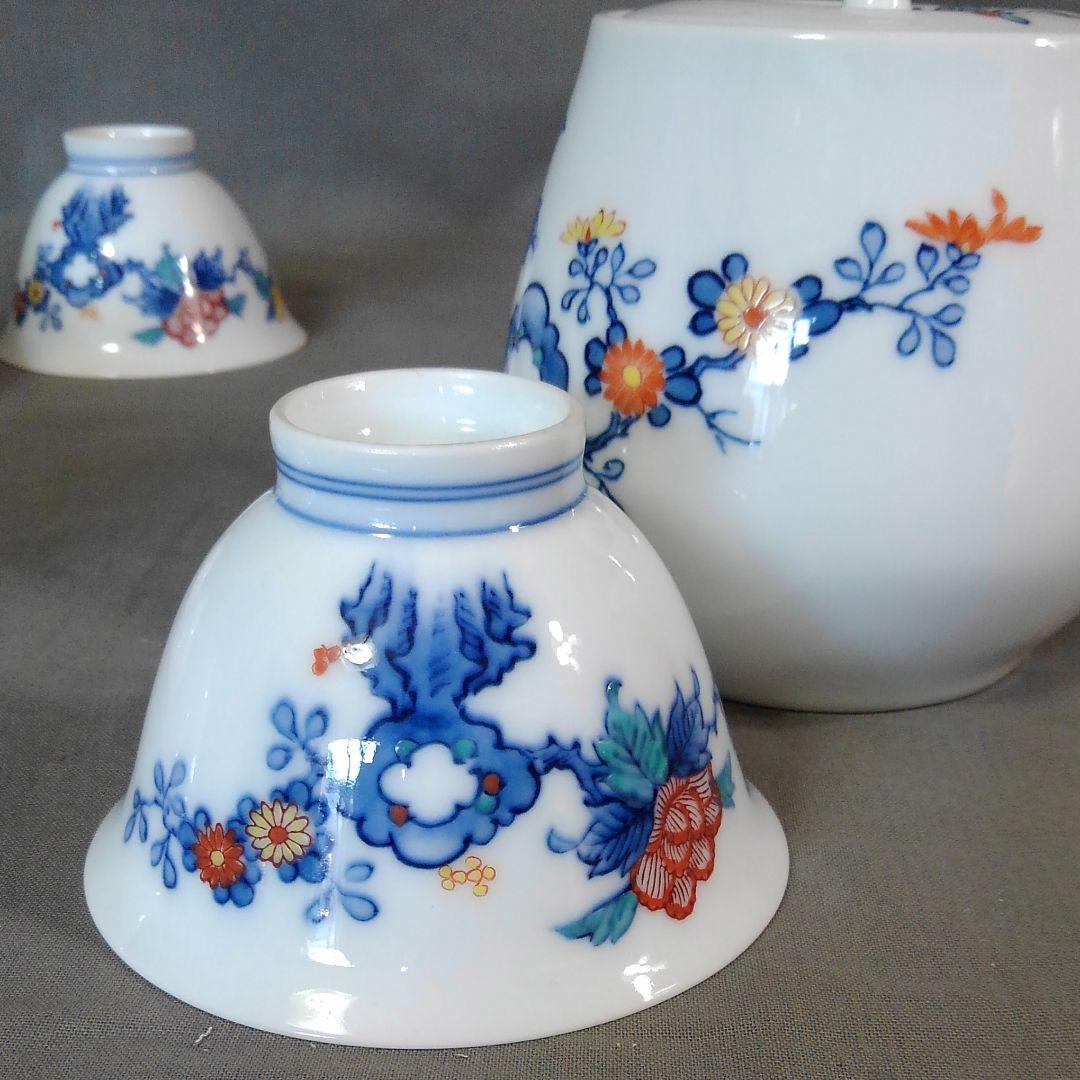 有田焼　仁和窯　染錦岩牡丹茶器揃い