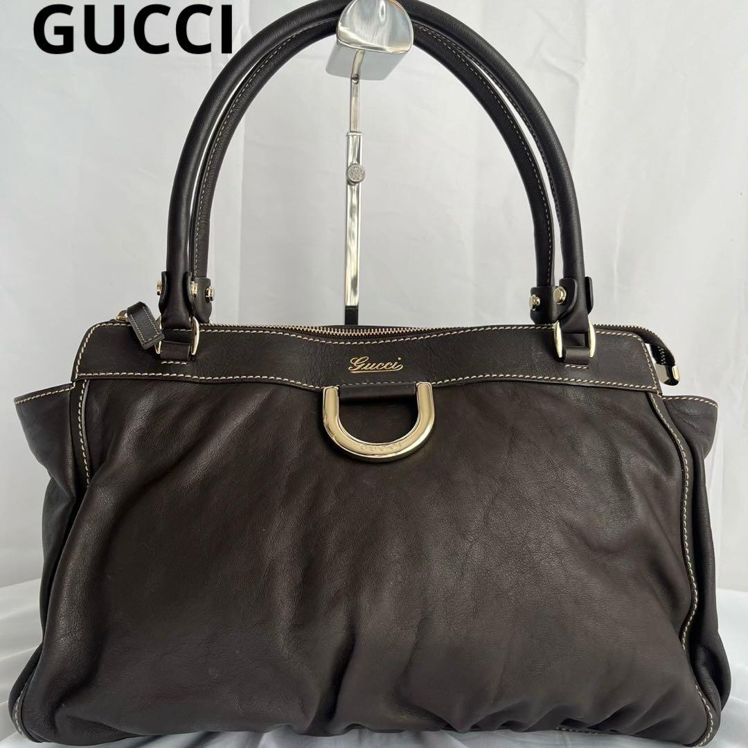 ✨極美品✨　GUCCI アビーライン　ブラウン　茶　トートバッグ　レザー