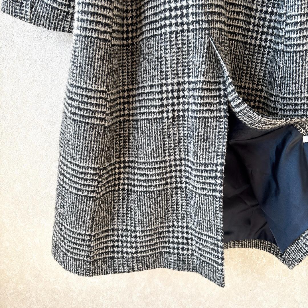 美品スピックアンドスパン⭐️チェック シルク混 ウールチェスターコート 36