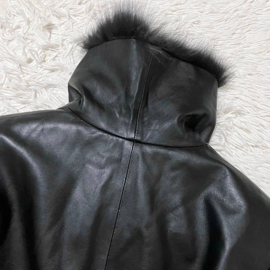 ✨美品✨バルマン　ラムレザージャケット　フォックスファー　裏地総柄　11 Ｌ　黒